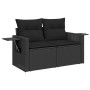 Schwarze 5-tlg. vidaXL Garten-Sofagarnitur aus Rattan mit Kissen.