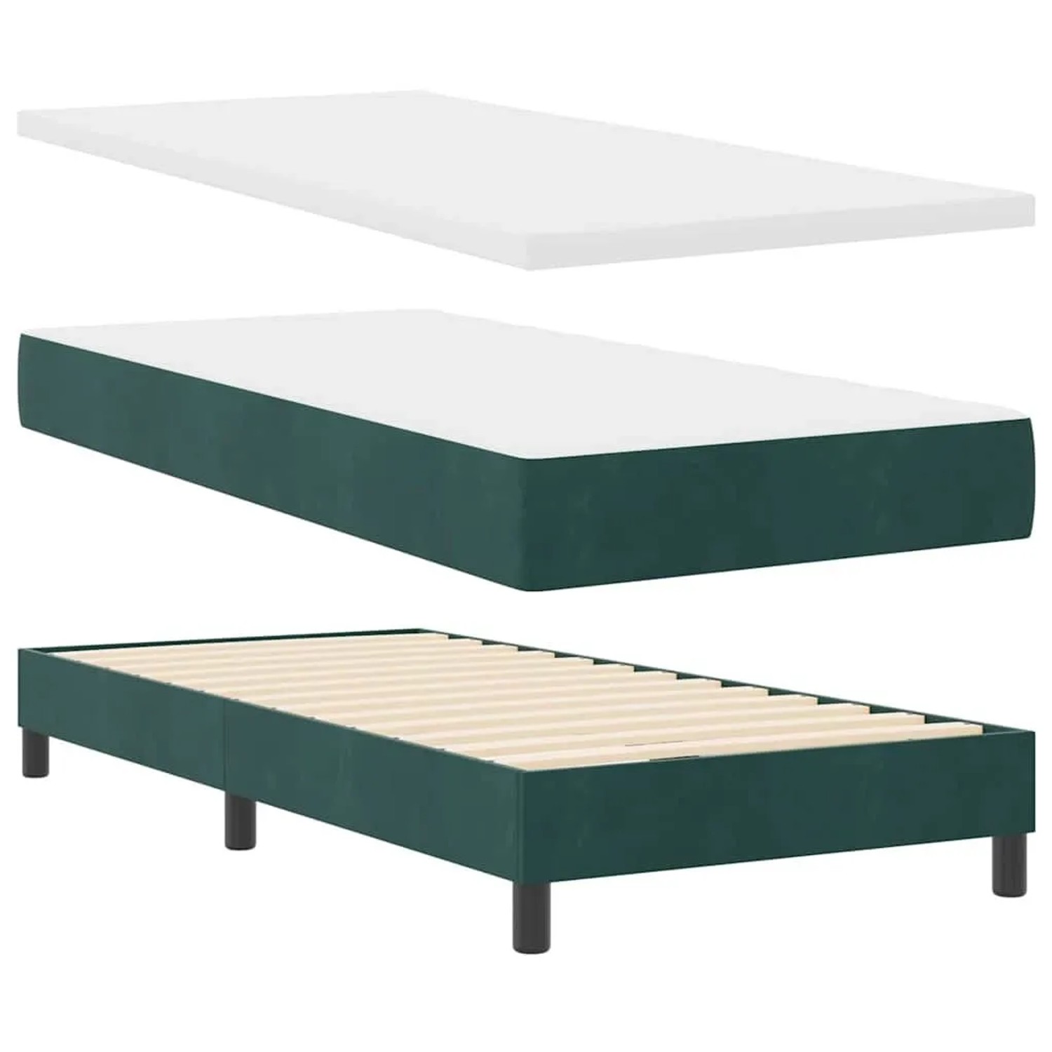 vidaXL Boxspringbett mit Matratze Dunkelgrün 200 x 100 cm Polyester 3341459 günstig online kaufen