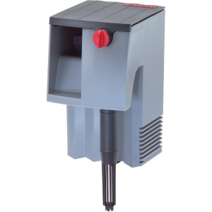 Eheim Liberty 75 Anhängefilter für Aquarien, graues Gehäuse mit rotem Regler.