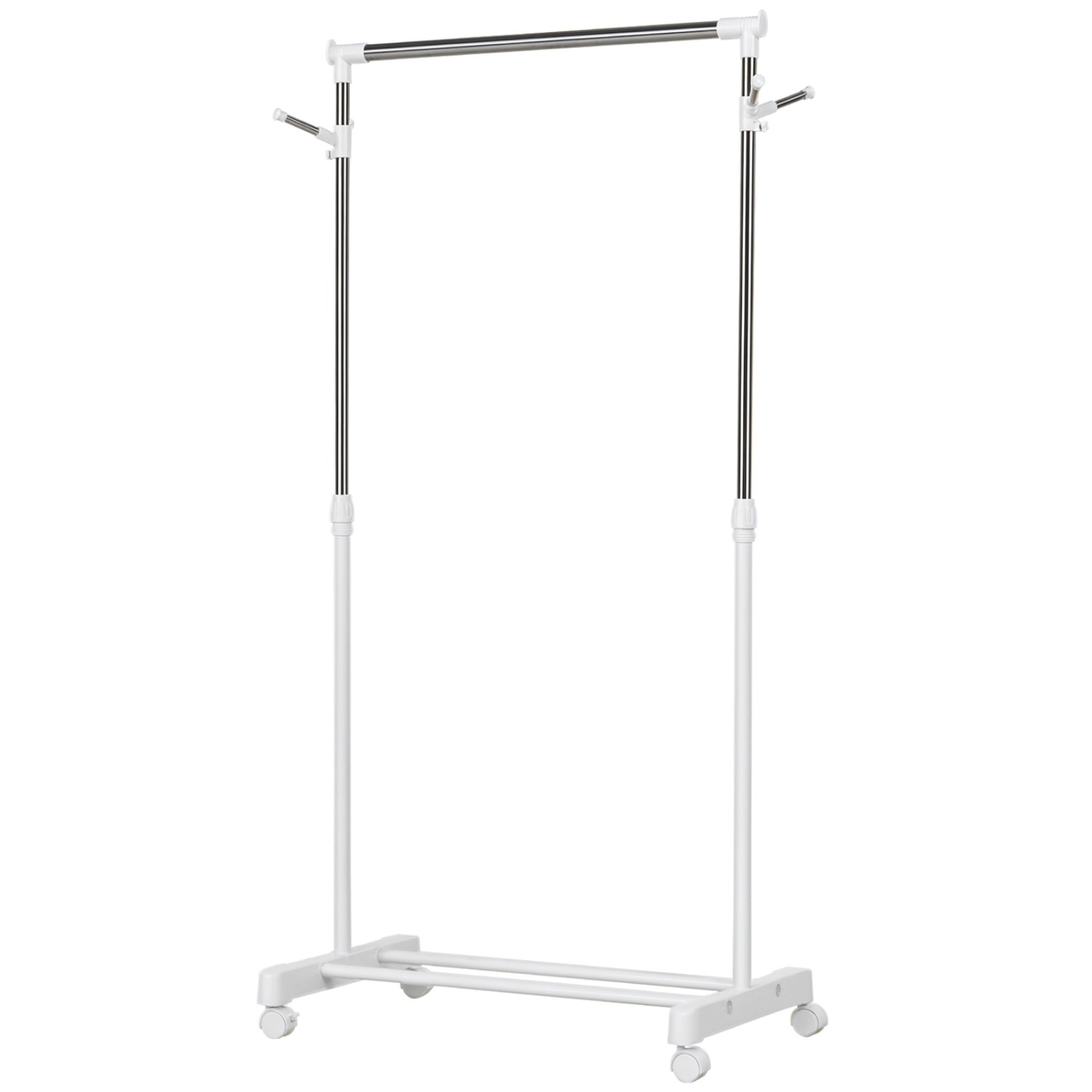 HOMCOM Kleiderständer Edelstahl Metall 68,5L x 42B x 87-145H cm Weiß