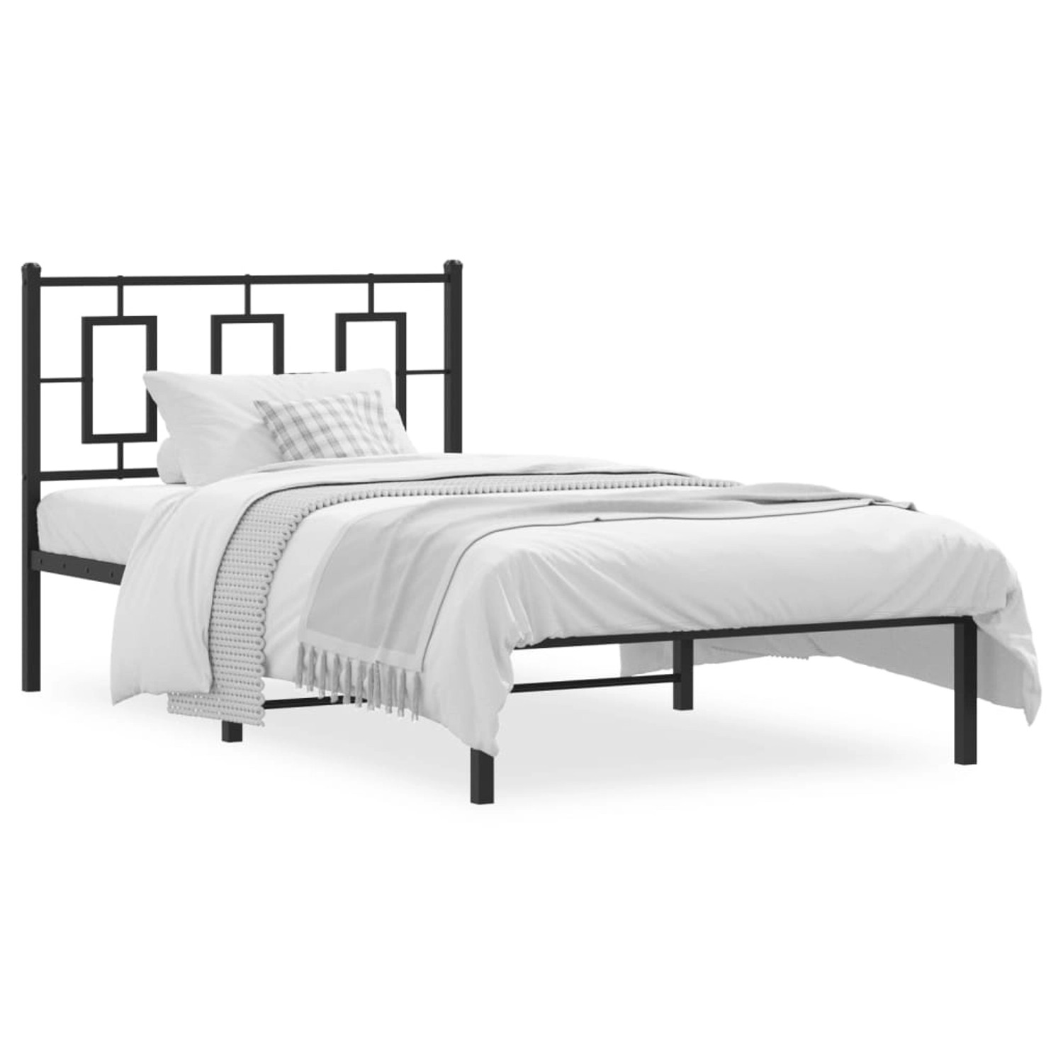 vidaXL Bettgestell mit Kopfteil Metall Schwarz 100x190 cm 374235 günstig online kaufen