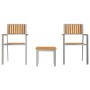vidaXL Garten Essgruppe, 3-teilig, braun, Akazienholz: Tisch und zwei Stühle.