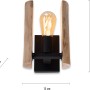 Just Light Wandleuchte Log, 10W, Naturholz, H 25cm. Moderne Wandlampe mit Holzelementen und E27 Fassung.
