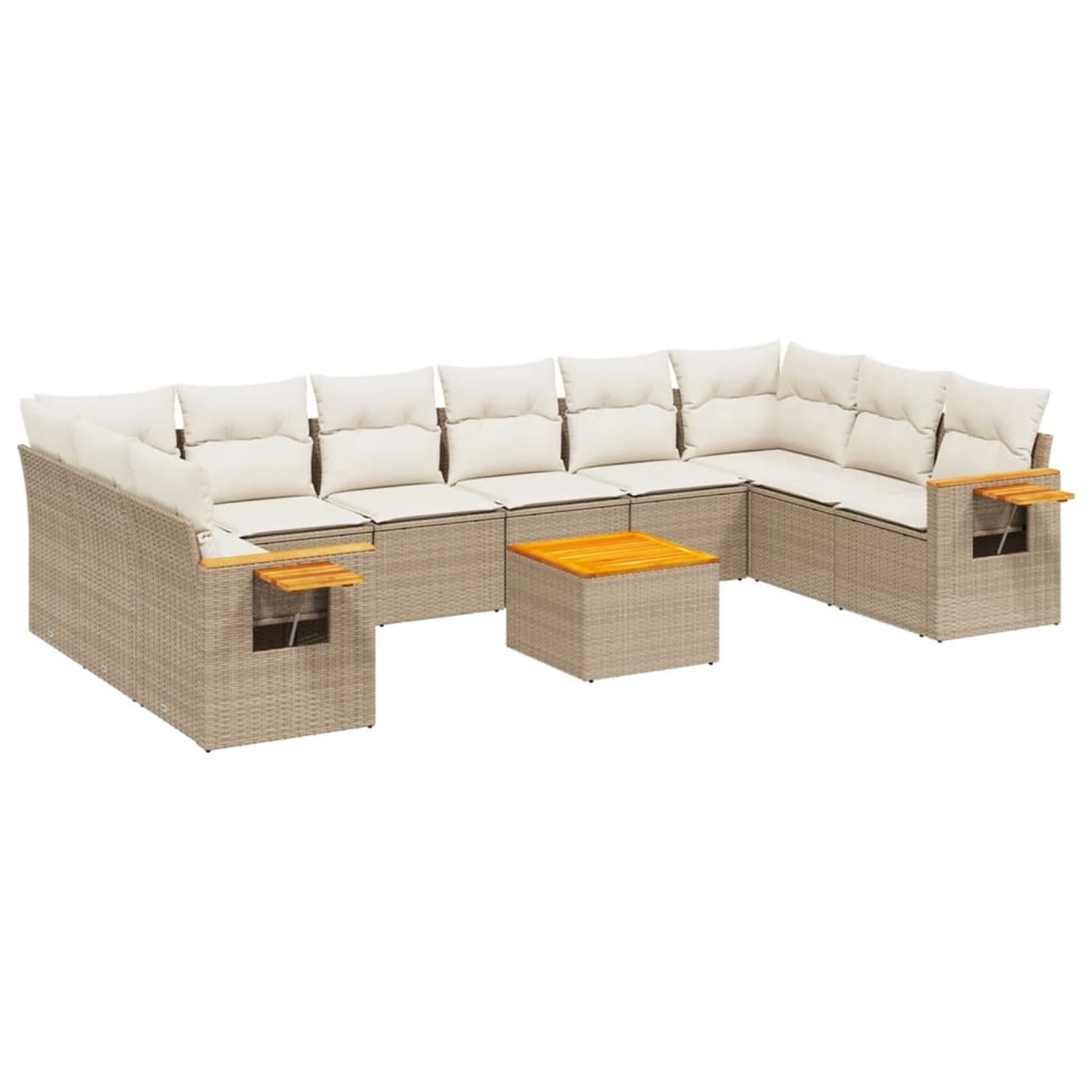 vidaXL 11-Tlg Garten-Sofagarnitur mit Kissen Beige Poly Rattan 3227171 günstig online kaufen