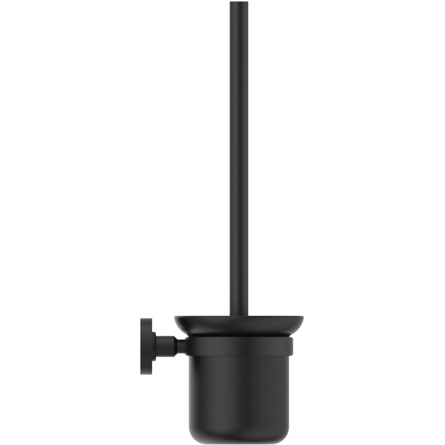 Ideal Standard WC-Bürstengarnitur IOM, wandhängend, mit schwarzem Glas-Einsatz.