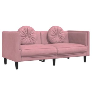 vidaXL Sofa mit Kissen 2-Sitzer Rosa Samt 372635