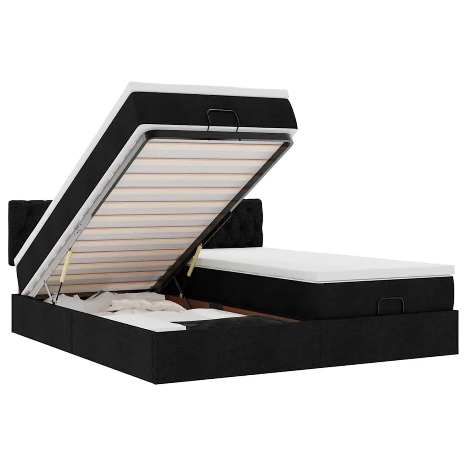 vidaXL Ottoman-Bett mit Matratzen & LEDs Schwarz 200x200 cm Stoff 3312873