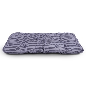 Anthrazit Hundekissen (85x125cm) mit Streifen und Pfotenmuster für Hundekörbchen.