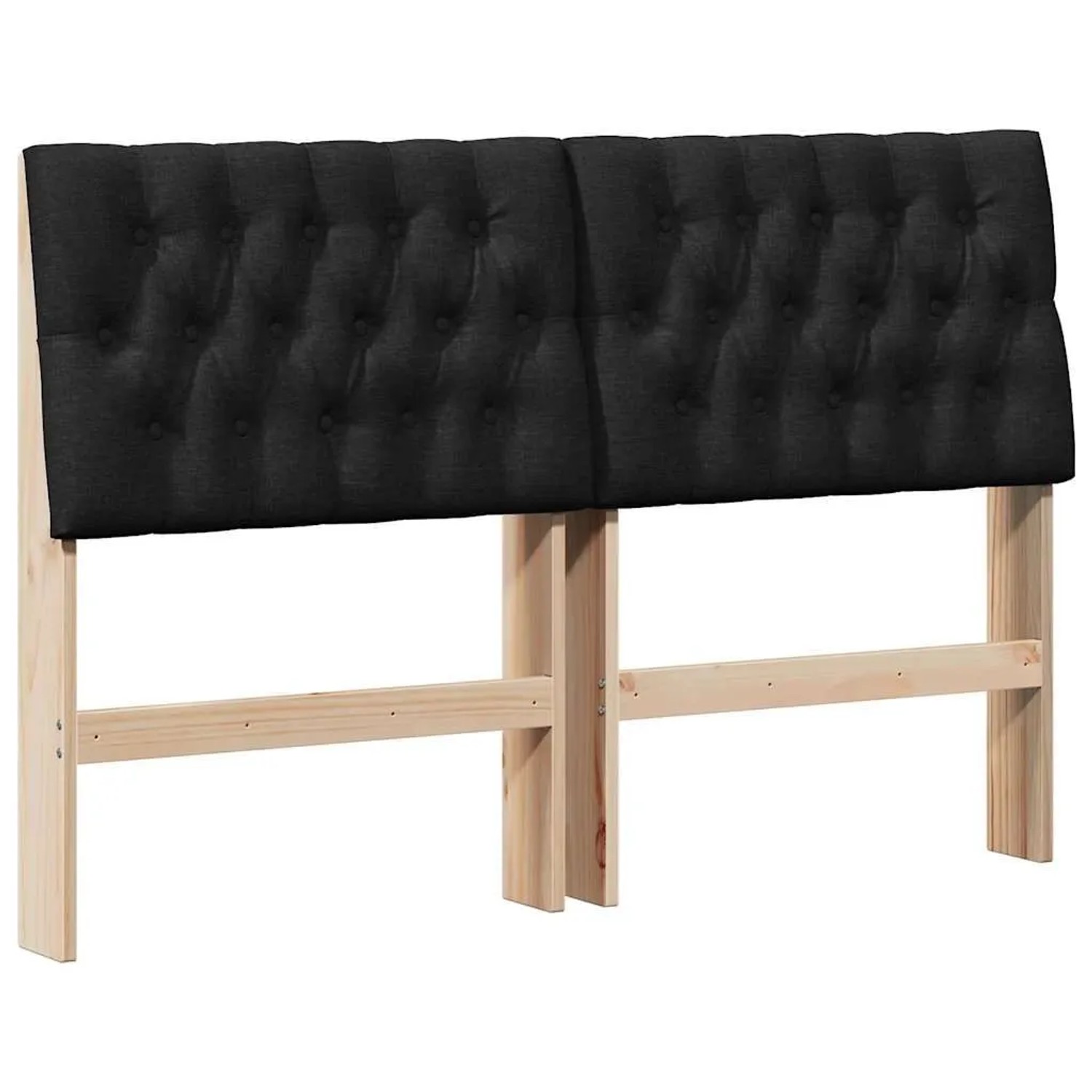 vidaXL Gepolstertes Kopfteil Schwarz 160 cm Massives Kiefernholz 879331