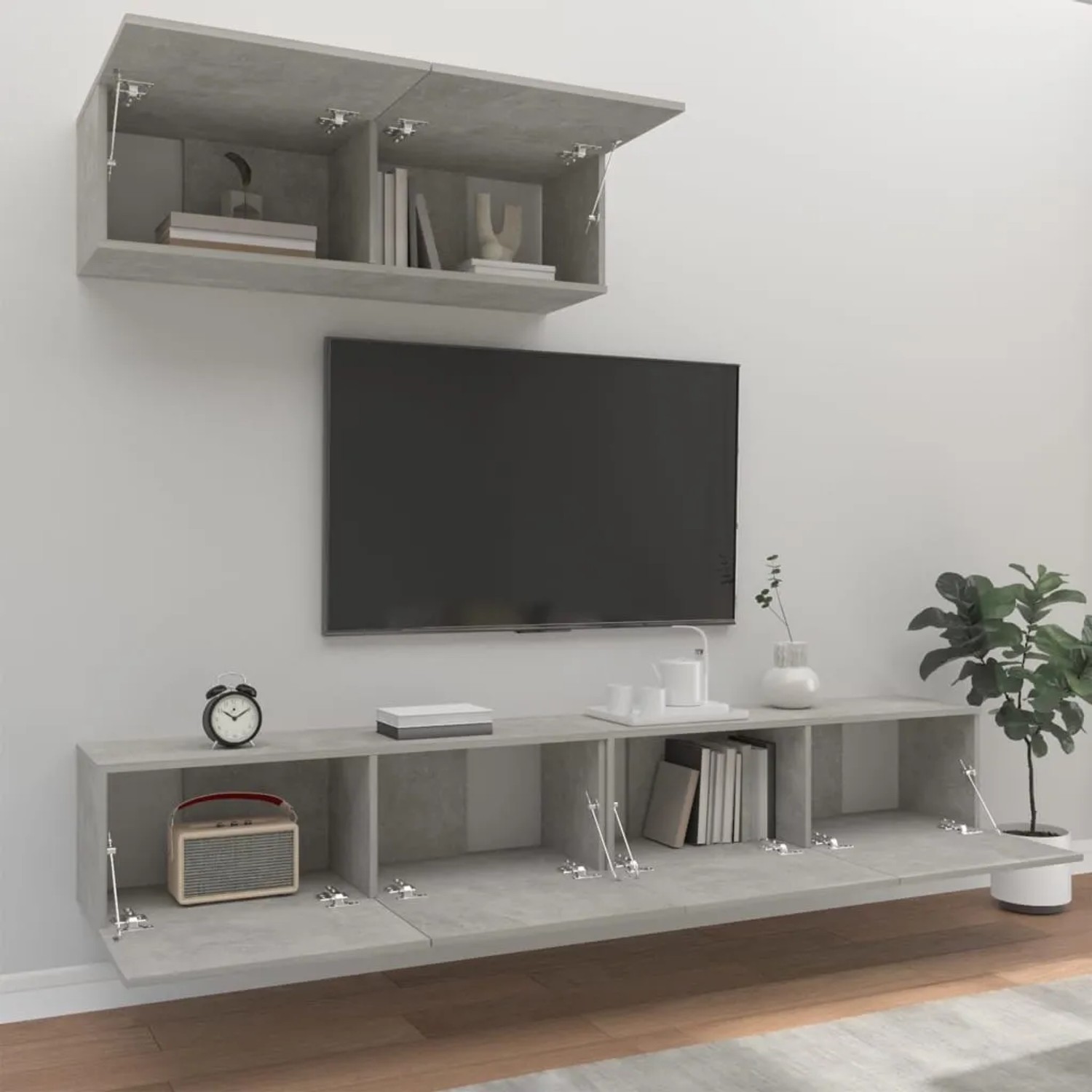 vidaXL 3-tlg. TV-Schrank-Set Betongrau Holzwerkstoff  Modell 18