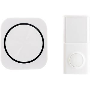 Weißer Funk-Gong mit Sender, 50 m Reichweite, für Türklingel – einfache Installation.