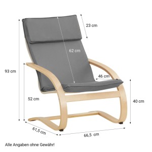 Homestyle4u Relaxsessel in Grau mit hellem Schichtholzgestell und Polsterung. Maße: 93x66,5x61,5 cm. Ideal für Wohnzimmer.