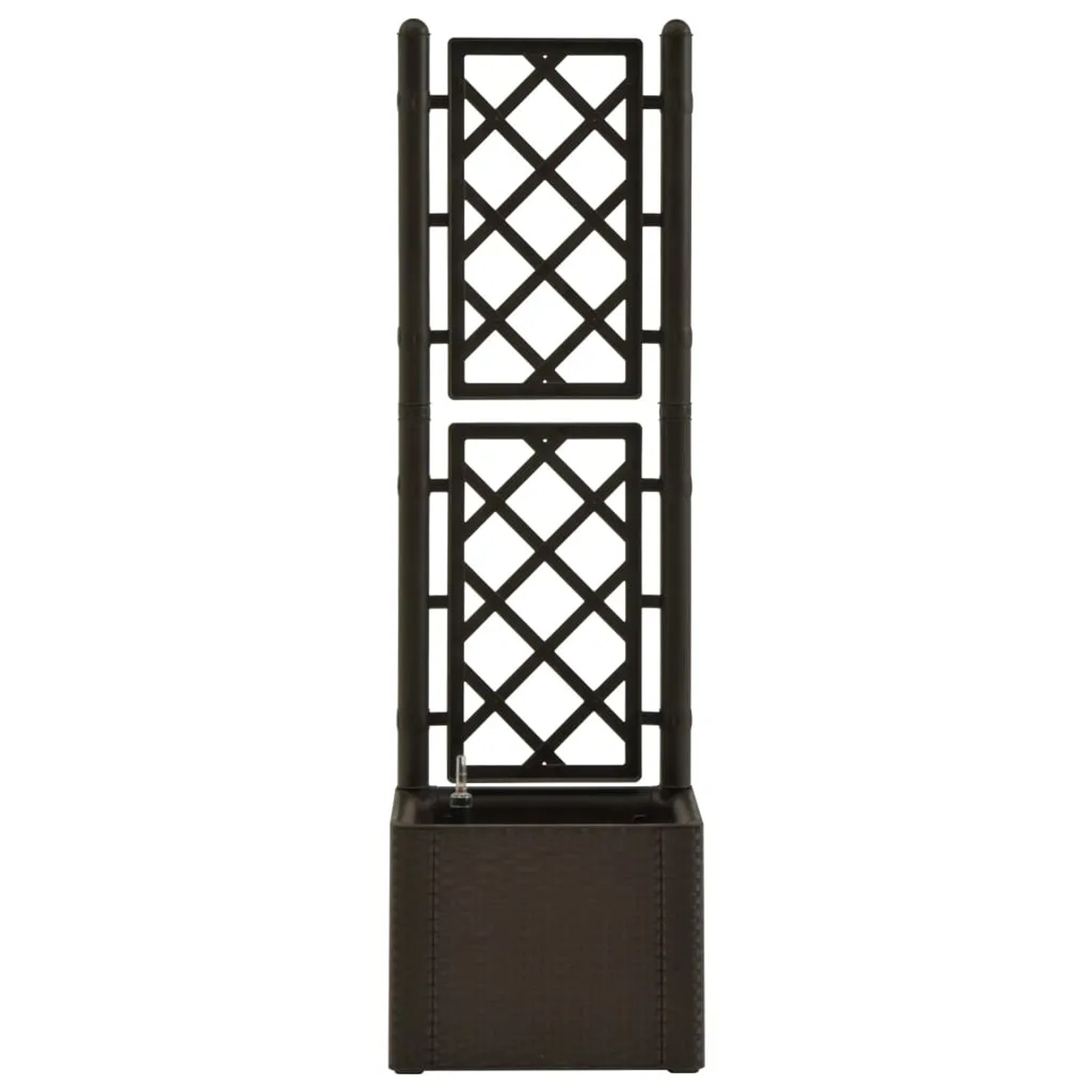 furnicato Hochbeet Mokka mit Spalier und Bewässerung, Kunststoff-Pflanzkasten im Rattan-Design.