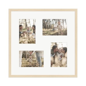 WANDStyle Galerierahmen Natur für 4 Fotos (10x15 cm). Holzrahmen für mehrere Bilder.