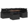 Schwarzes 6-tlg. vidaXL Garten-Sofa-Set aus Poly Rattan mit Tisch und Stauraum.