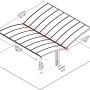 Draufsicht des anthrazitfarbenen Palram Canopia Arizona Breeze 5.8 x 5 Doppelcarports mit Maßangaben.