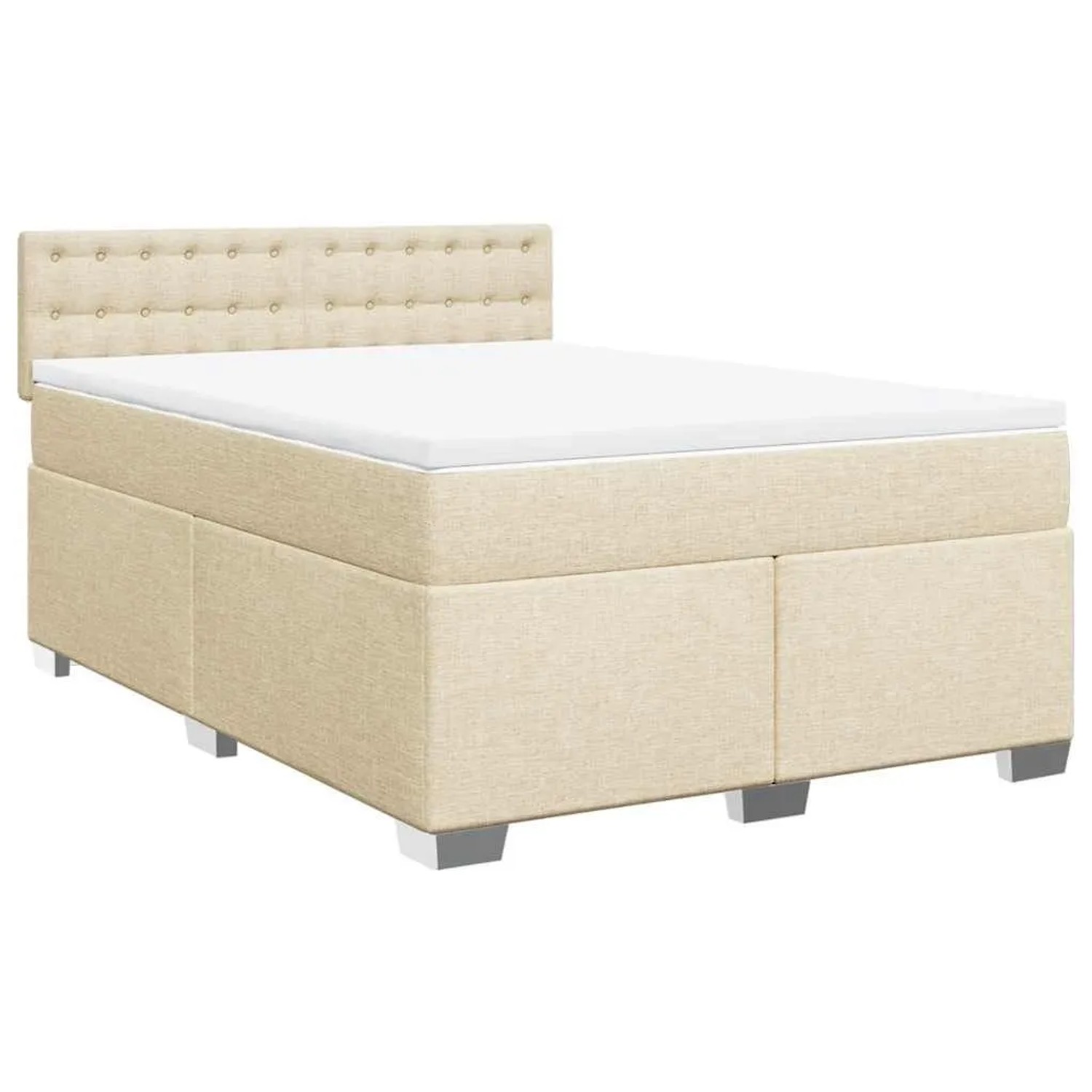 vidaXL Boxspringbett mit Matratze Creme 140x190 cm Stoff 3288202