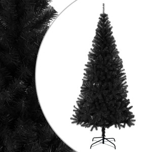 Schwarzer künstlicher Weihnachtsbaum (180 cm) mit Ständer für Innen & Außen.