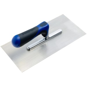 LUX Glättekelle Comfort mit blau-schwarzem Softgriff, ideal zum Glätten von Putz.