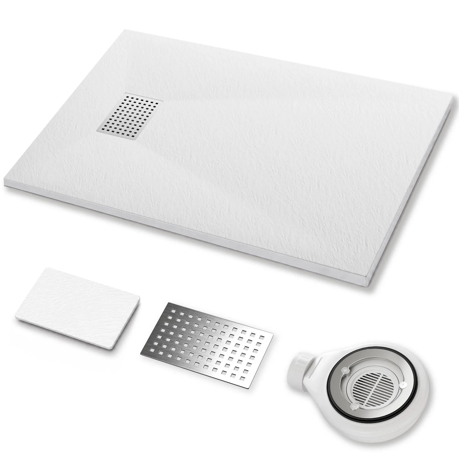 Dalsys Duschwanne 100x80cm mit Siphon Bodengleiche Dusche Weiß
