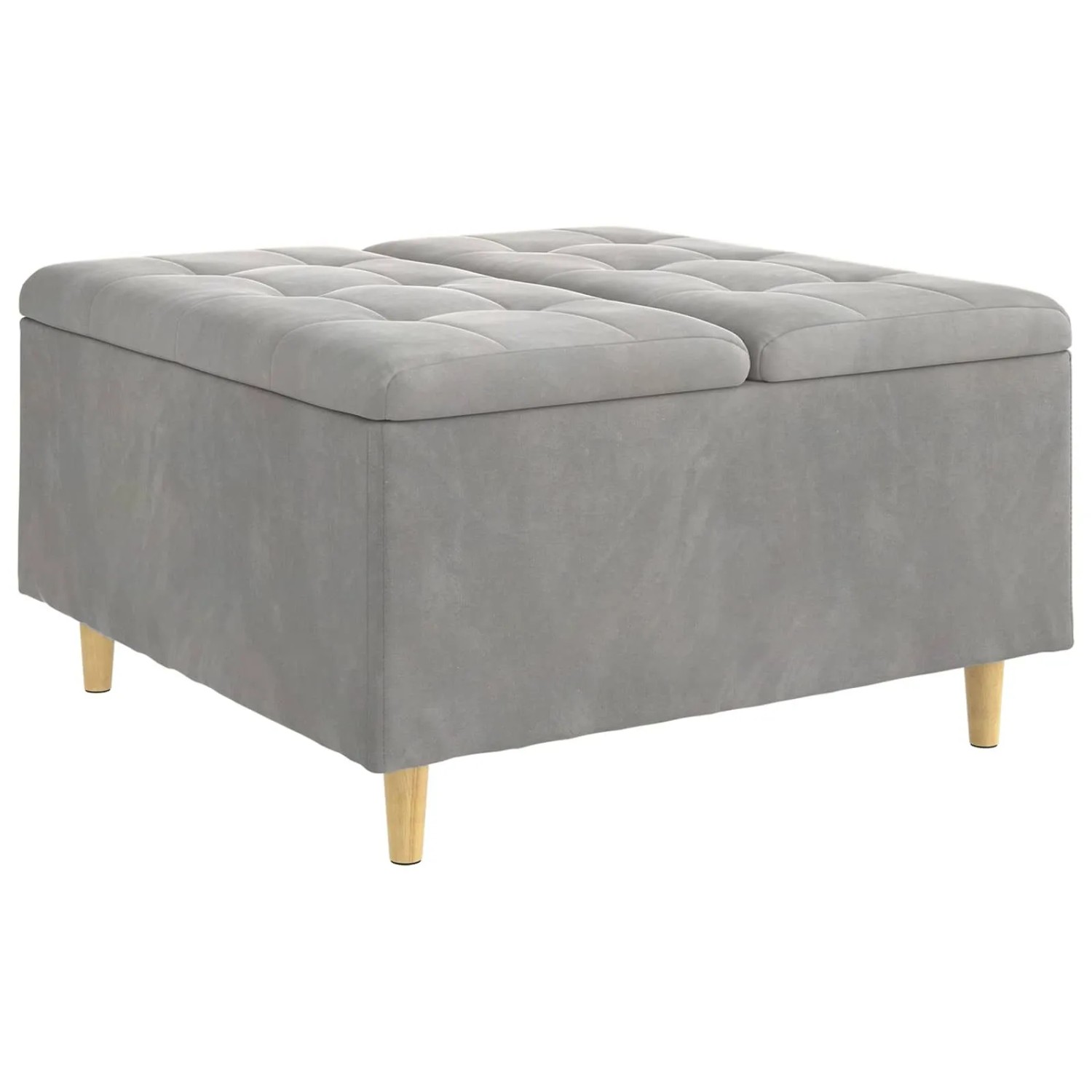 vidaXL Aufbewahrungsottomane mit Kissen Hellgrau 80 x 80 x 45 cm Samt 876840
