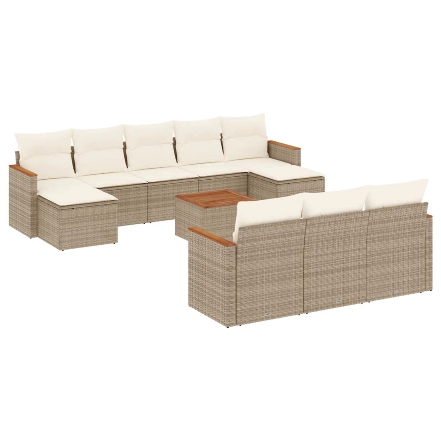 vidaXL 11-Tlg Garten-Sofagarnitur mit Kissen Beige Poly Rattan 3226422 günstig online kaufen