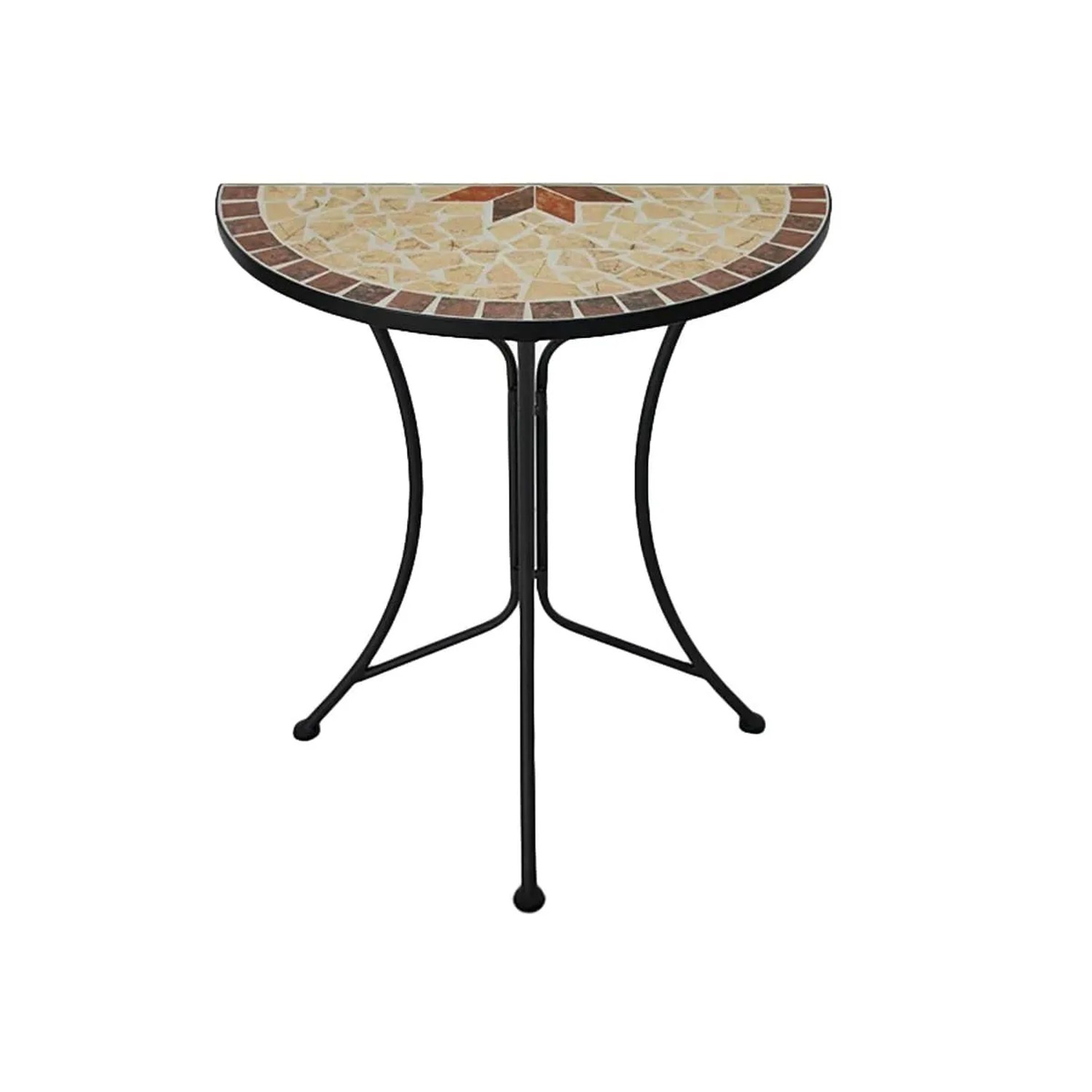 DELUKE Balkontisch TANJA Halbrund Stahl Schwarz 60x30x70cm Gartentisch Balkon-Tisch Kleiner Tisch Terrassentisch Veranda...