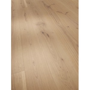 Parador Parkett Basic Rustikal Eiche Weiß, matte Landhausdiele. Helles, lackiertes Eichenholz.