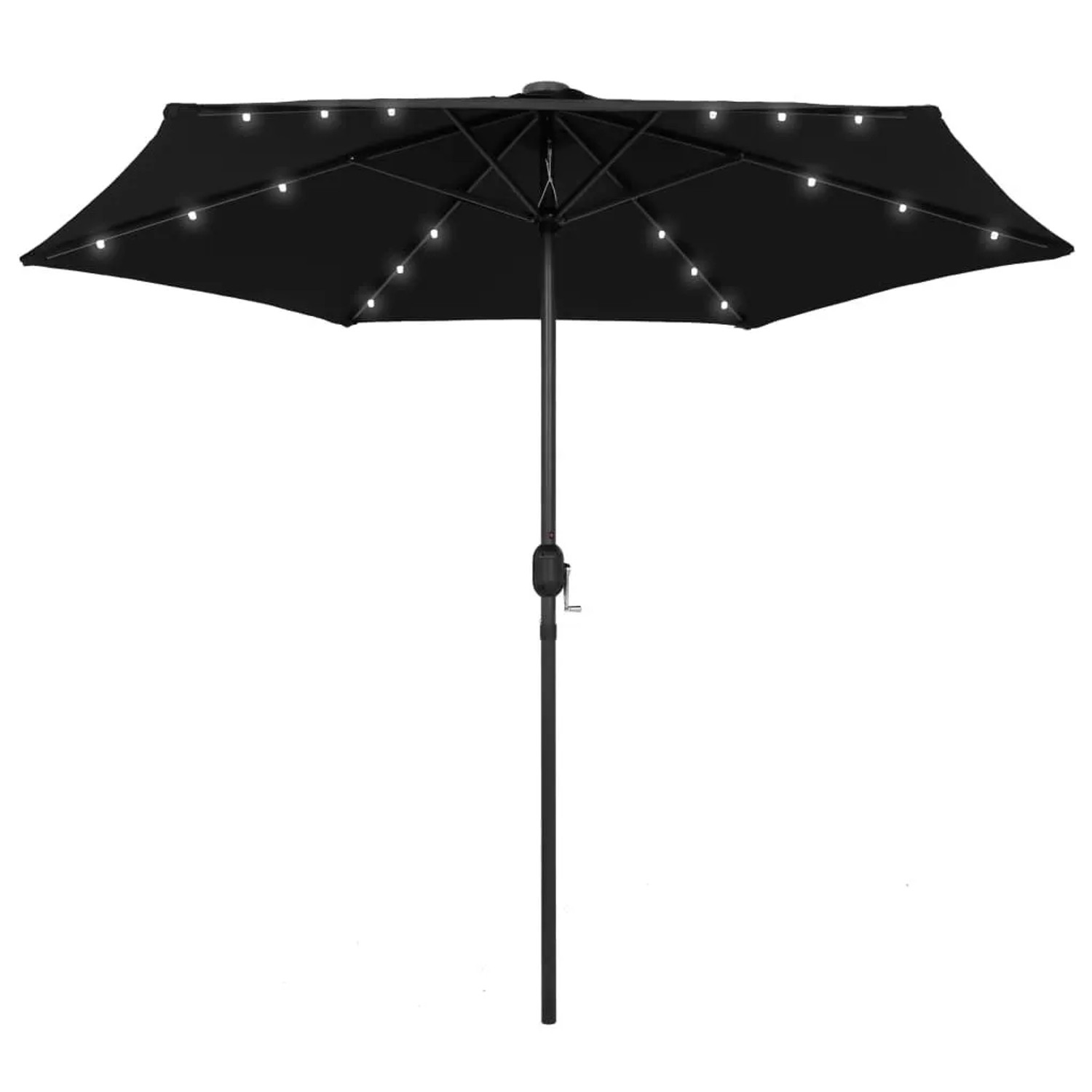 vidaXL Sonnenschirm mit LED-Beleuchtung und Alu-Mast 270 cm Schwarz 47358