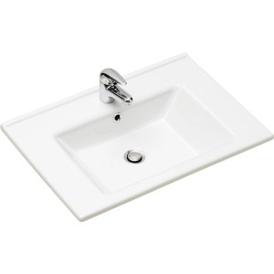 Pelipal Quickset 313 Waschbecken, 65 cm, Weiß, mit Armaturbohrung und Überlauf.