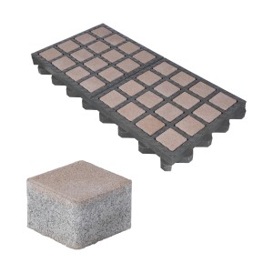 Sandfarbener HL Drainpflaster Füllstein (7,4x7,4x4,9cm) für Rasengitter, zur Flächenbefestigung und Stellplatzmarkierung.