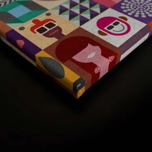 Buntes Bricoflor Wandbild mit abstraktem Mosaik-Design, ideal für Wohn- und Kinderzimmer.