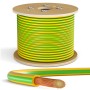 Gelb-grüne 16mm² Erdungsleitung als flexible PVC Aderleitung (H07V-K) auf Spule.