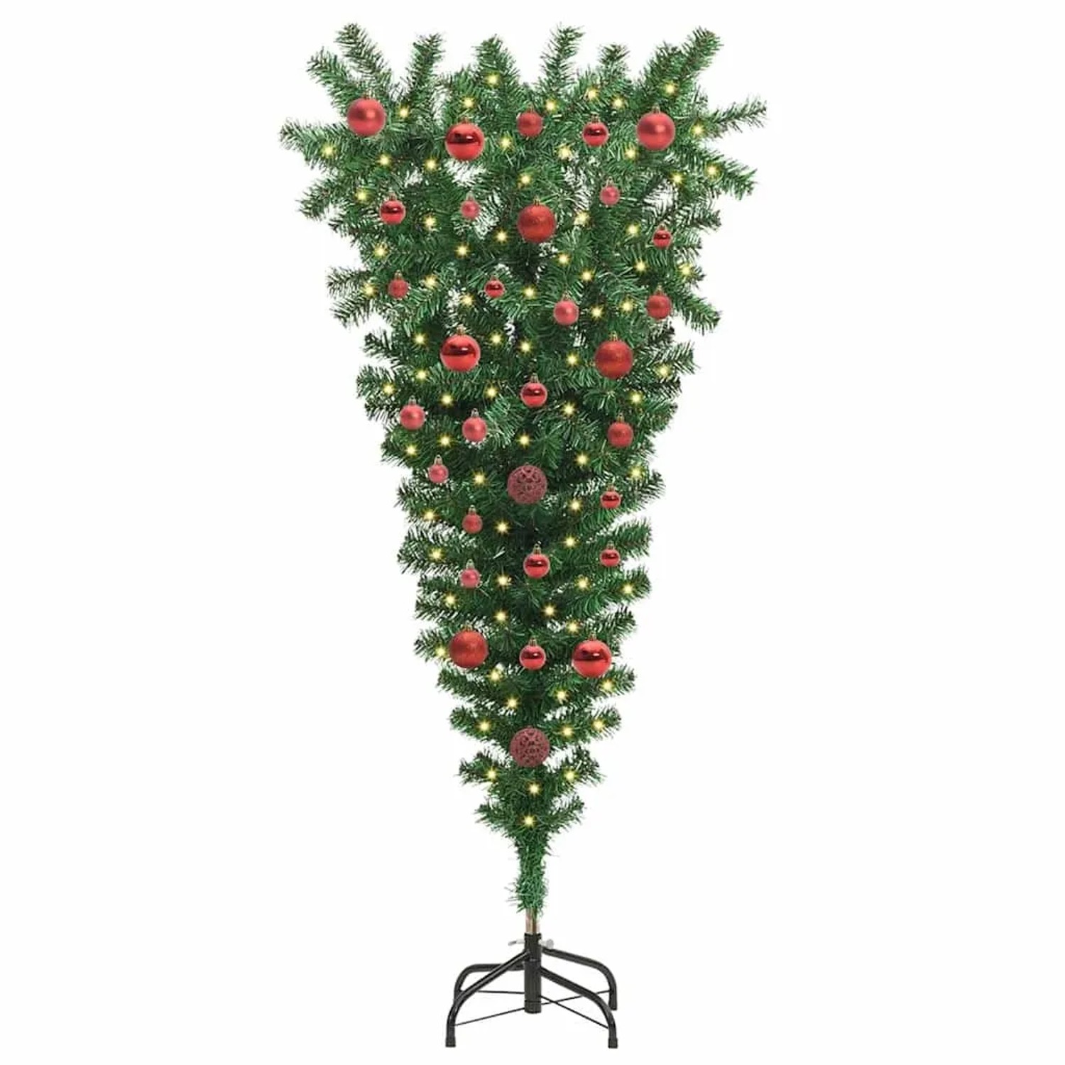 vidaXL Umgedrehter Kunst Weihnachtsbaum mit Kugelset Grün 120 cm PVC 3396842