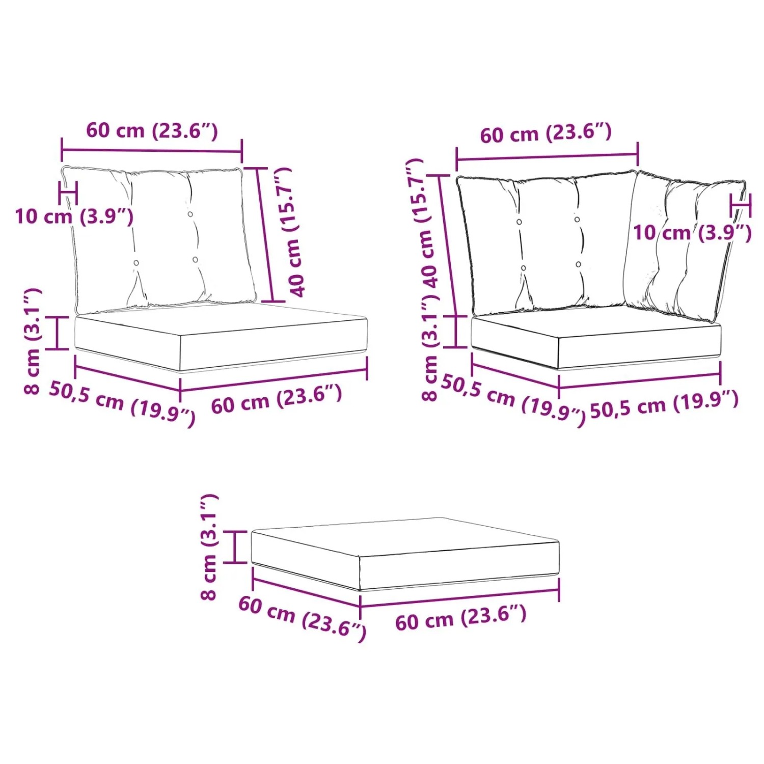 vidaXL Outdoor-Schnittsofa-Einheiten 3 Stück Natur und Creme 900625_13
