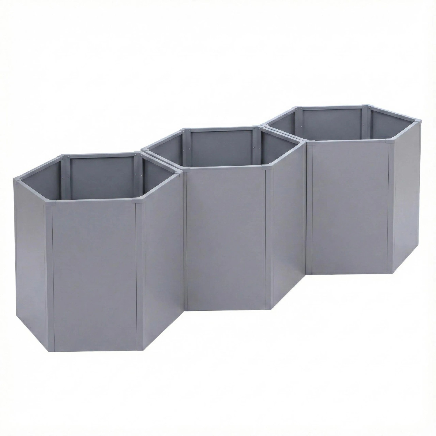 PROREGAL 3er-Set Hochbeet HxBxT 77x264x100cm Metallhochbeet Pflanzbeet Grau Blumenkasten Pflanzkübel Stahl