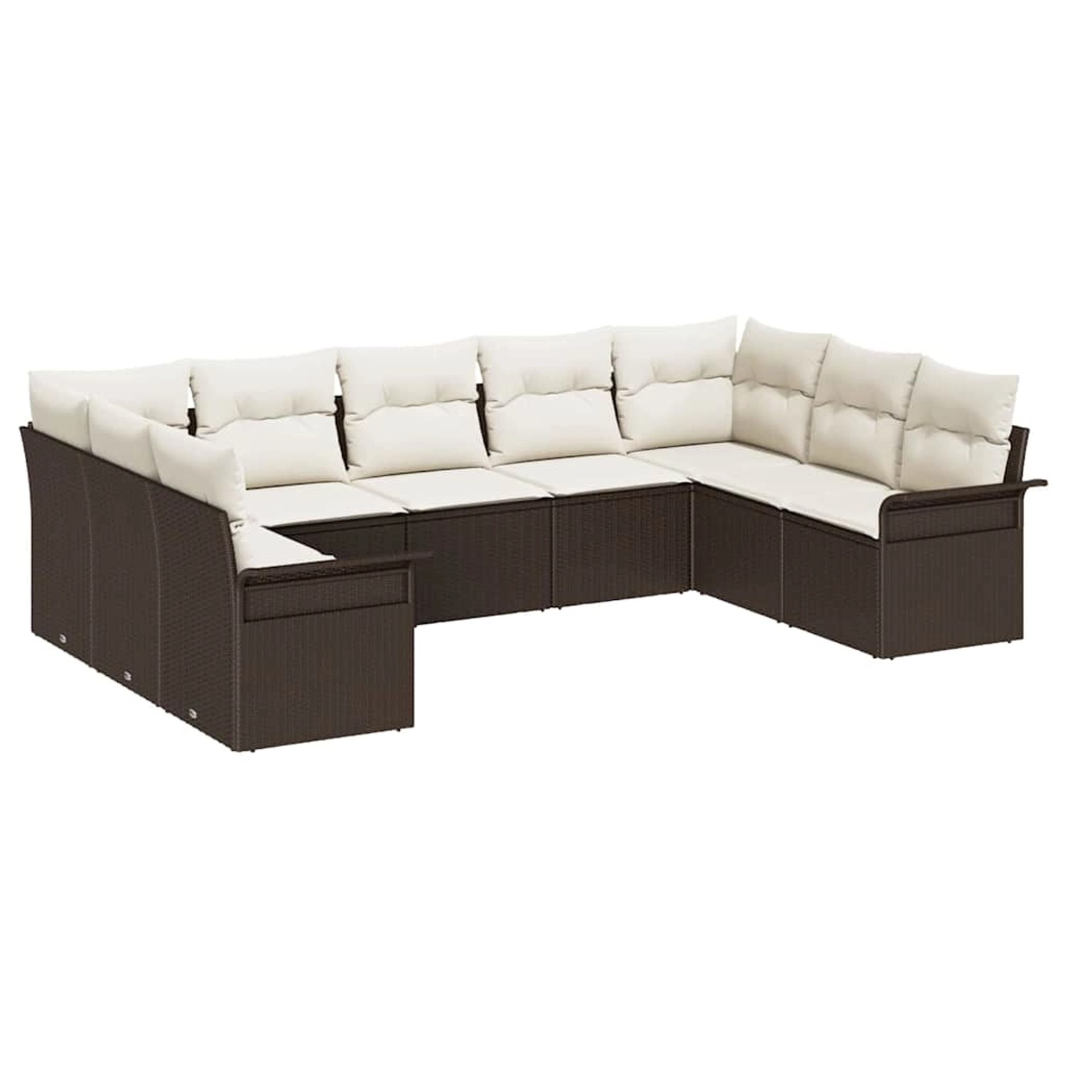 vidaXL Garten-Sofa-Set mit Kissen 9-Tlg Braun Poly Rattan 3345518 günstig online kaufen