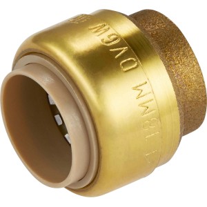 LUX Steck-Kappe Ø 18 mm aus Messing für Gewindefittings, Detailansicht.