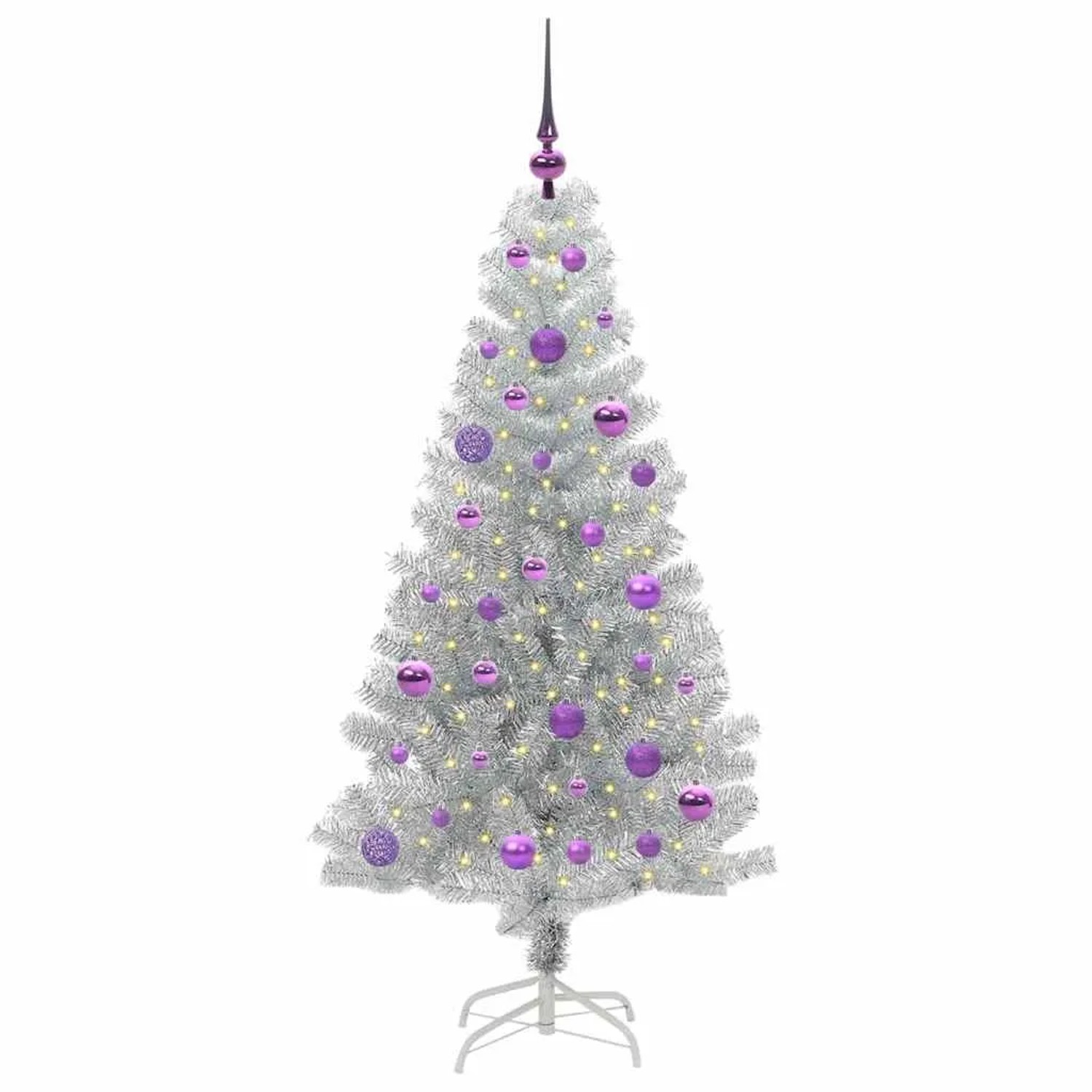 vidaXL Weihnachtsbaum mit 150 LEDs mit Ständer Silber 150 cm PET 3396667