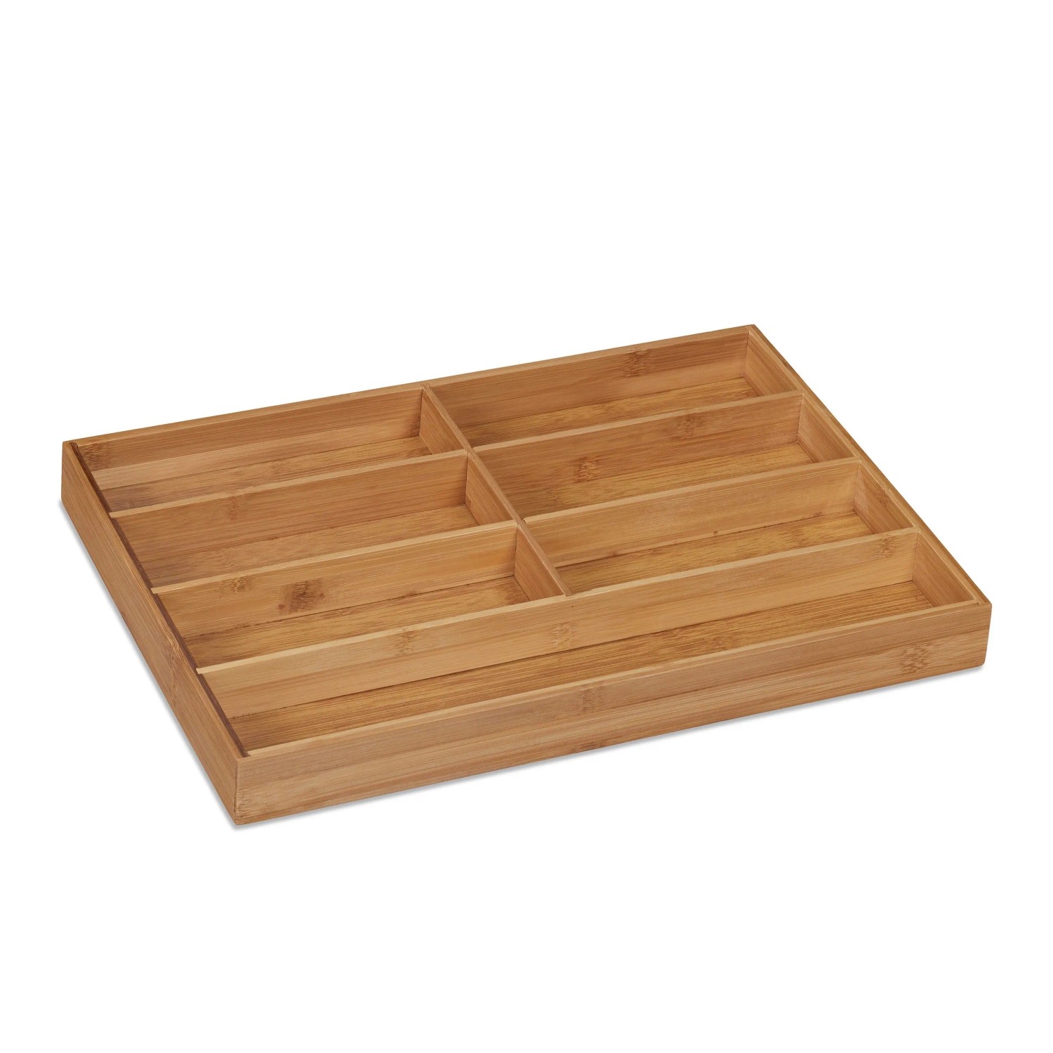 Relaxdays Besteckkasten Bambus Natur 7 Fächer 4,5 cm x 30,5 cm x 44,5 cm 800 g