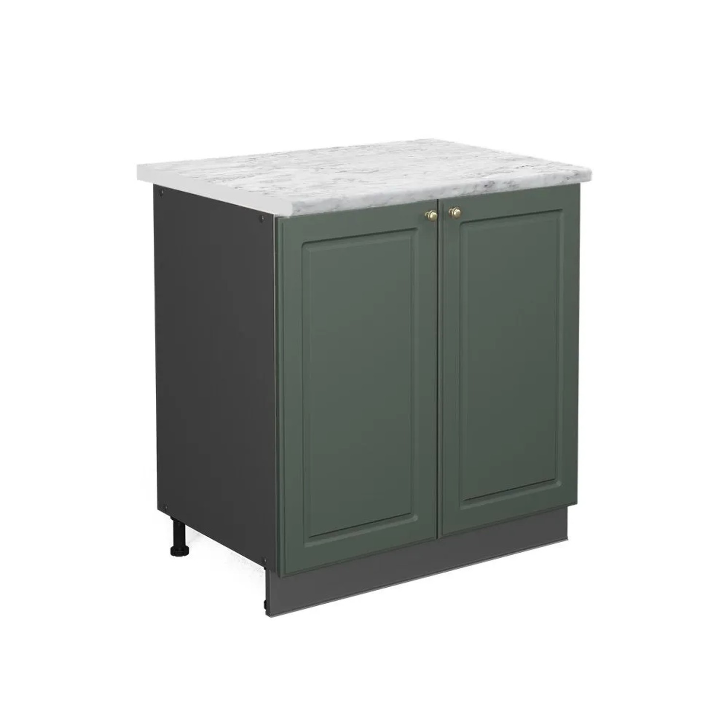 Vicco Küchenunterschrank Fame-Line Grün-Gold Landhaus/Anthrazit 80 x 82 Arbeitsplatte Marmor