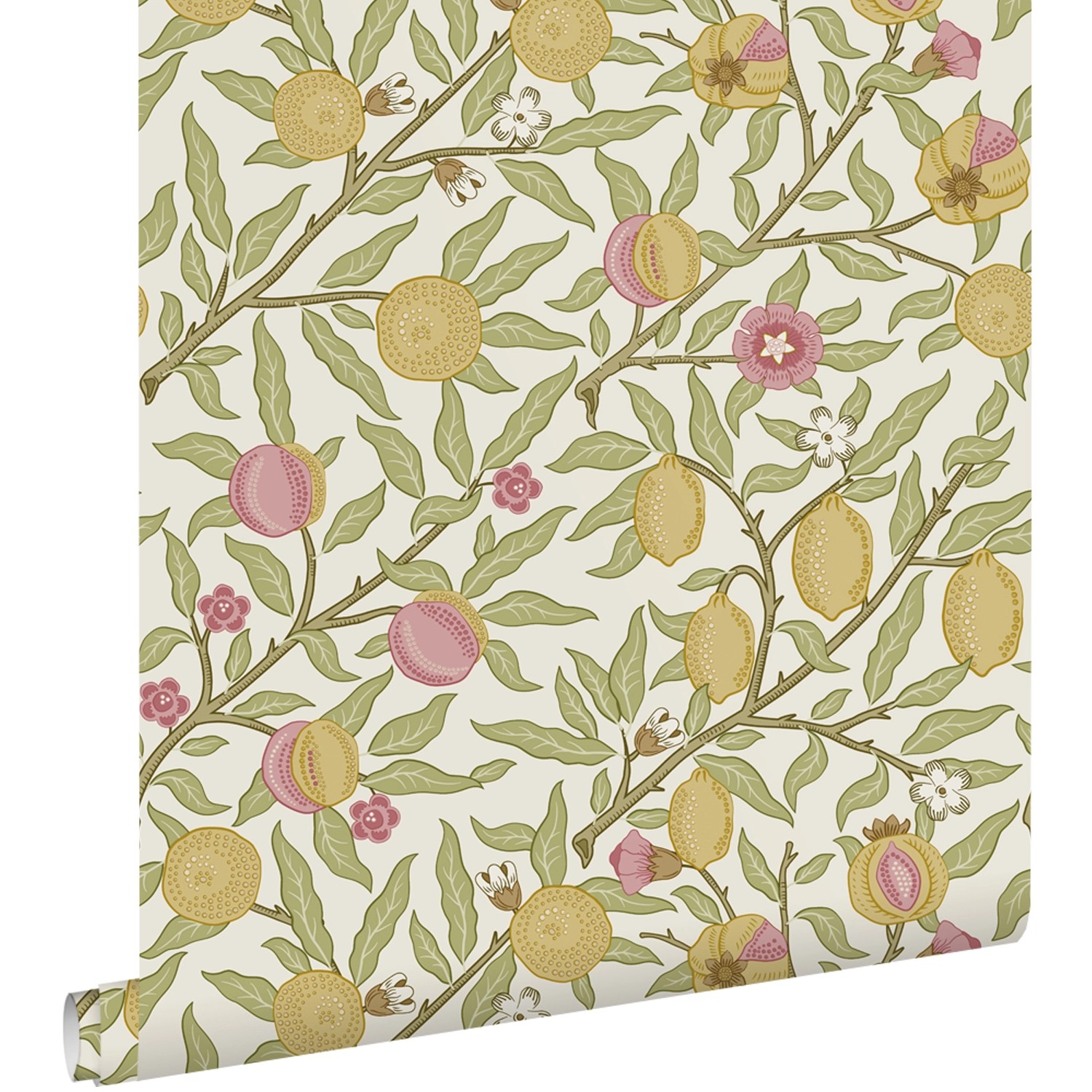 ESTAhome Tapete Exotischen Früchten Und Blättern Grün Rosa Und Ockergelb 50 günstig online kaufen