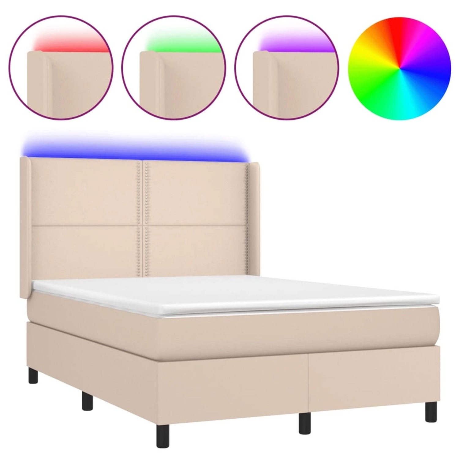 vidaXL Boxspringbett mit Matratze & LED Cappuccino-Braun 140x190cm 3139324 günstig online kaufen