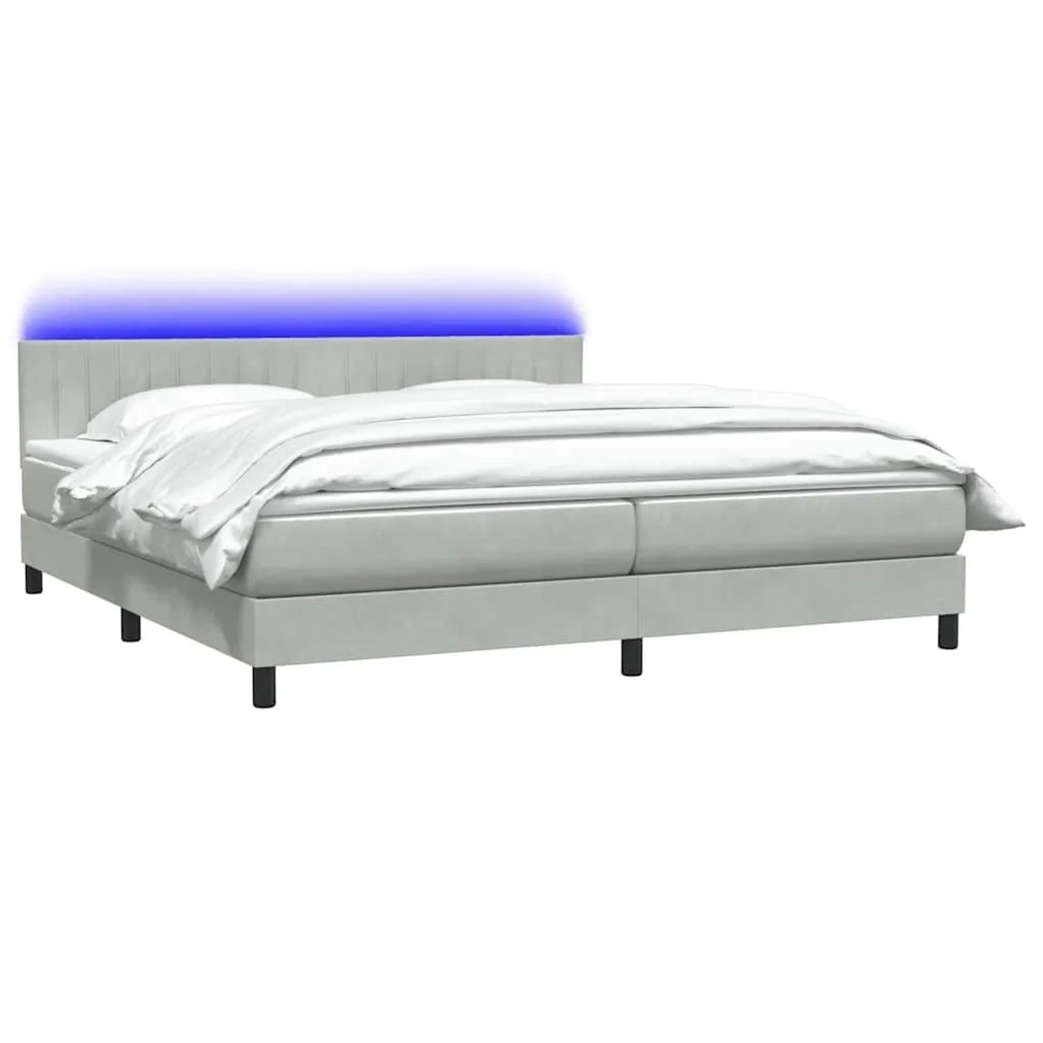 vidaXL Boxspringbett mit Matratze & LED Hellgrau 180x220 cm Samt 3317133 günstig online kaufen