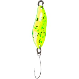Westline Angelköder Trout Spoon, 3 g, grün-gelb, mit Einzelhaken.