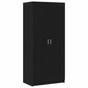 Schwarzer vidaXL Kleiderschrank (80x51x180 cm) aus Holzwerkstoff mit zwei Türen.