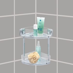 Wenko Eckregal Quadro mit 2 Etagen aus Edelstahl, zur Wandmontage im Bad oder Dusche.