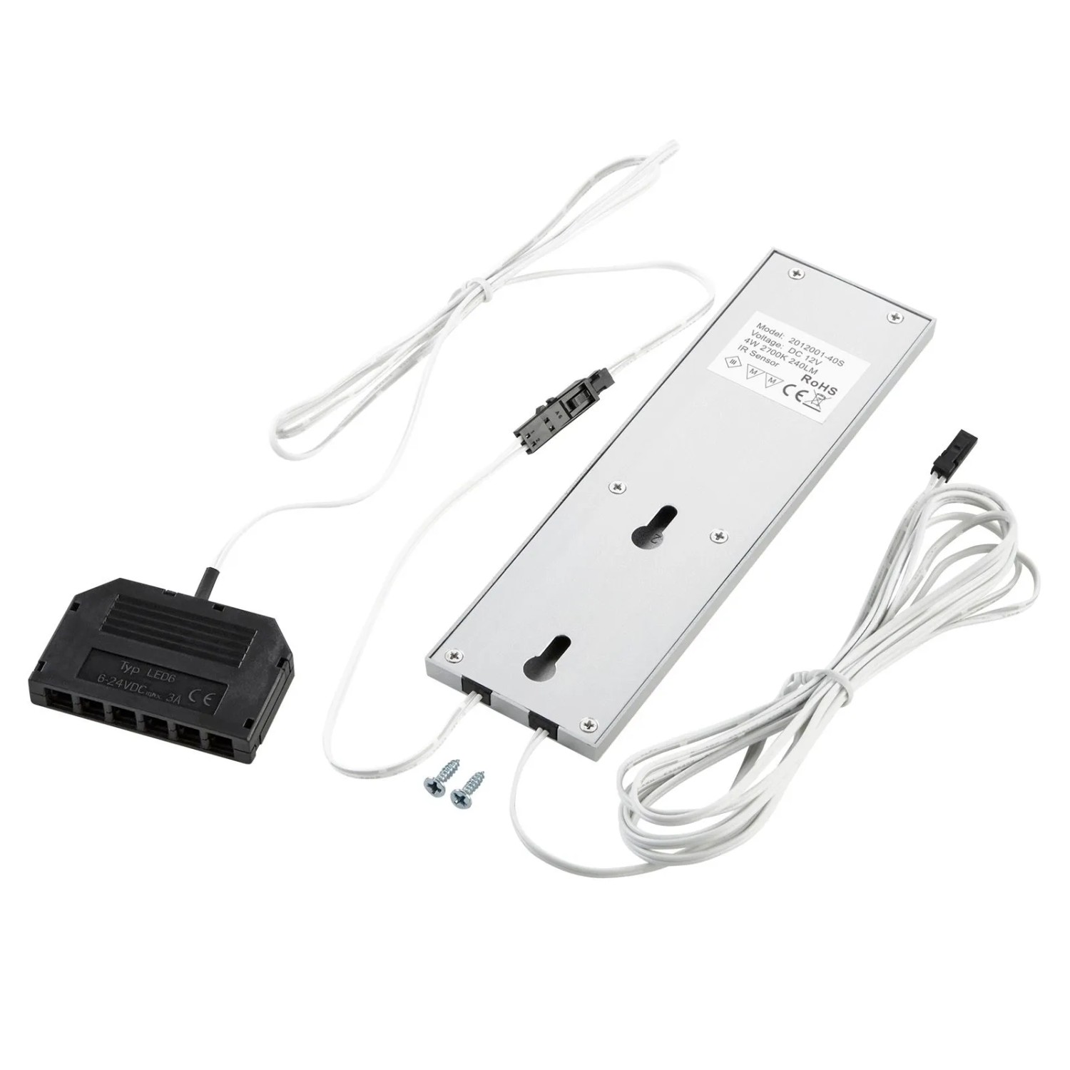 SOTECH LED Möbelleuchten Set GIULIA II, silbergrau, mit Trafo und Verteiler.