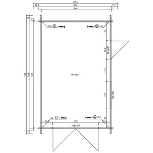 Skizze der Alpholz Holzgarage A-70 Pinie, Maße: 425,4 x 598 cm, imprägniert.