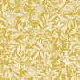 Gelbe Joules Vliestapete mit floralem Muster, Blätter, Blüten und Vogel-Motiven.